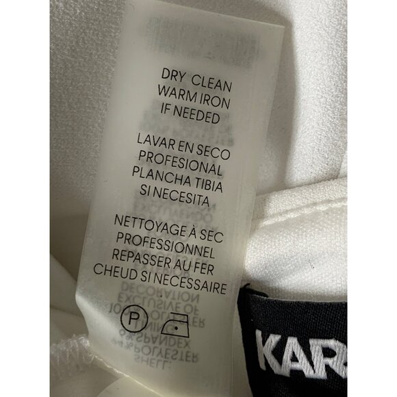 Size 0 Karl Lagerfeld Paris White Pearl Short Sleeve Sheath Dress NWOT Stretch - Picture 6 of 8